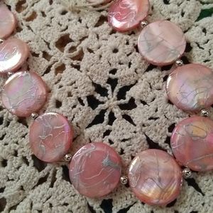 Vintage Pink Shell Beaded Necklace